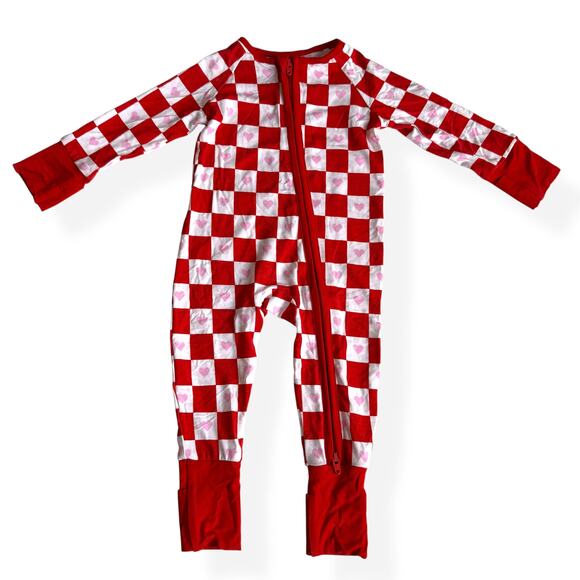 Dream Big Little Co Checkers & Hearts Dream Romper Sleeper 0-3 Months - Picture 1 of 11